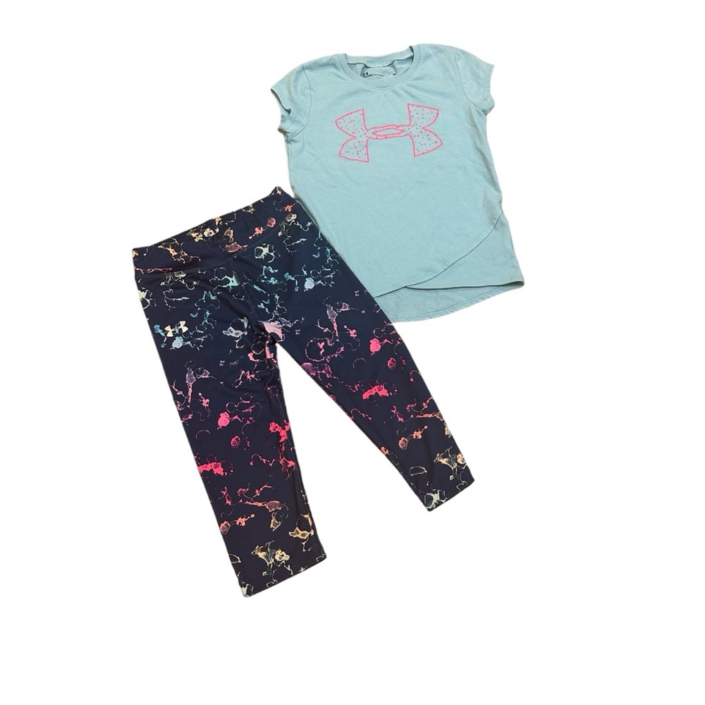 Under Armour Girls S/S Shirt and Capri Leggings Size 6/6x